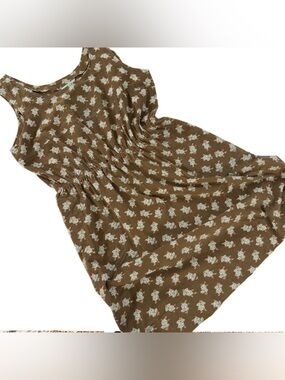 April Cornell Dress Womens Medium Corduroy Block Floral Jumper Boho Green